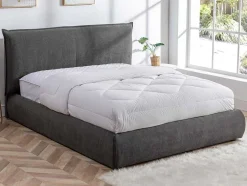 Bed 160 X 200 Cm - Ribfluweel - Antraciet - Sonetri