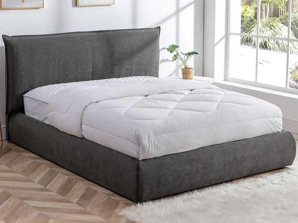 Bed 160 X 200 Cm - Ribfluweel - Antraciet - Sonetri