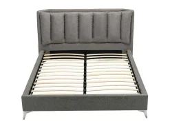 Bed 160 X 200 Cm Met Gewatteerd Hoofdbord - Stof - Grijs - Funiti