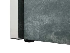 Bed 140 X 190 Cm Met Hoofdbord Met Verticale Stiksels - Velours - Groenblauw - Feroya