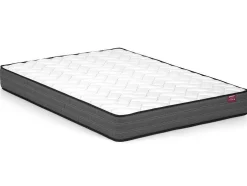 Bed 140 X 190 Cm Met Hoofdbord Met Verticale Stiksels - Velours - Groenblauw + Matras - Feroya