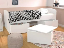 Bed Louane Met 2 Lades En 1 Opbergruimte - 90 X 190 Cm - Wit