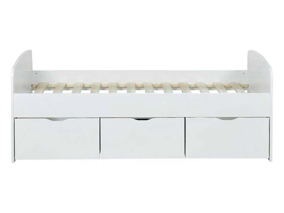 Bed Louane Met 2 Lades En 1 Opbergruimte - 90 X 190 Cm - Wit
