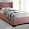 Bed Massimo Gestoffeerde Hoofdeinde Met Capitons - 90X200 Cm - Roze Fluweel