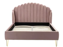 Bed Met Glooiend Hoofdeinde - 140 X 190 Cm - Fluweel - Oud Roze - Sagali