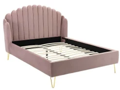 Bed Met Glooiend Hoofdeinde - 160 X 200 Cm - Fluweel - Oud Roze - Sagali