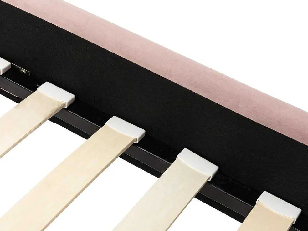 Bed Met Glooiend Hoofdeinde - 160 X 200 Cm - Fluweel - Oud Roze - Sagali