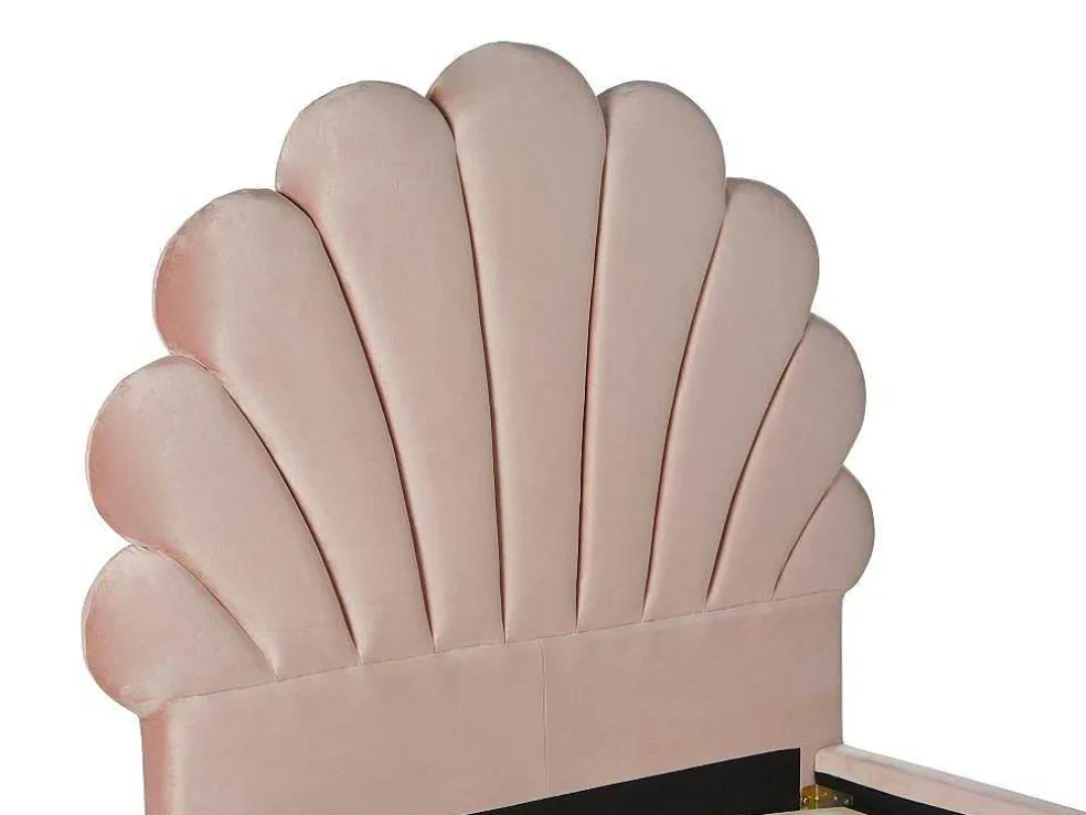 Bed Met Hoofdeinde In Schelpvorm90X190 Cm - Fluweel - Roze - Met Matras - Moana