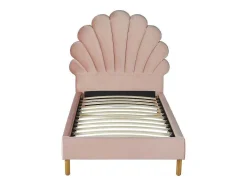 Bed Met Hoofdeinde In Schelpvorm90X190 Cm - Fluweel - Roze - Met Matras - Moana