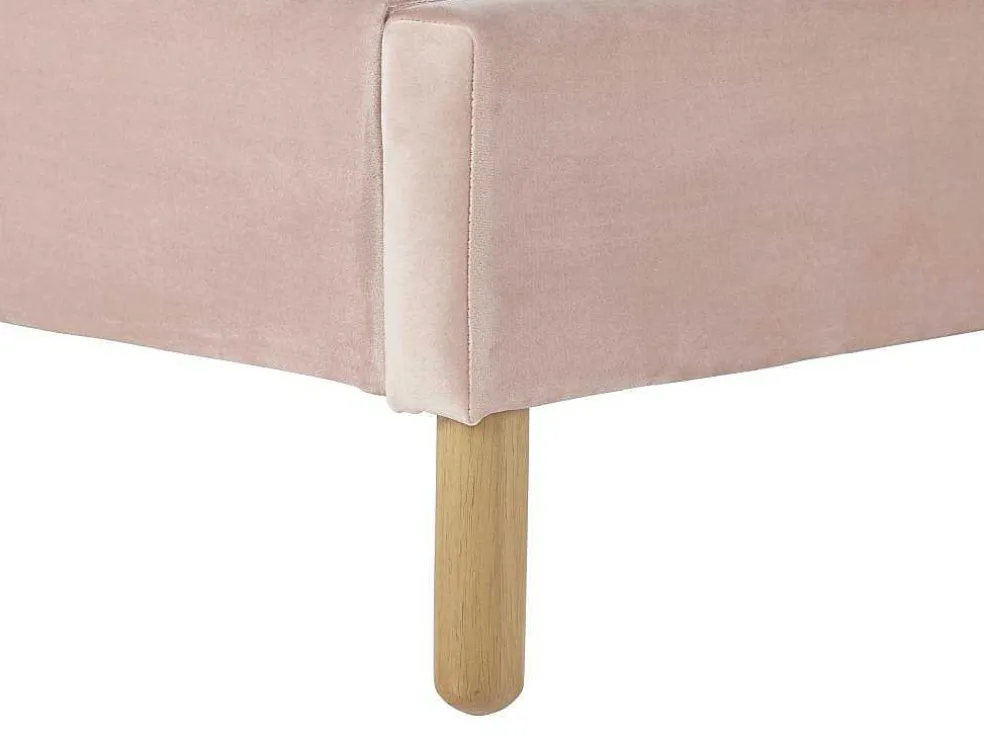 Bed Met Hoofdeinde In Schelpvorm90X190 Cm - Fluweel - Roze - Met Matras - Moana