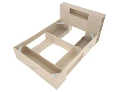 Bed Met Hoofdeinde, Opbergruimte En Lades - 160 X 200 Cm - Eikenkleur - Leandre