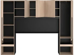 Bed Met Opbergruimte 160 X 200 Cm - Met Ledverlichting - Kleur: Naturel En Zwart + Bedbodem - Velona
