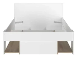 Bed Met Opbergruimte 120 X 190 Cm Wit En Houtlook Kinselia