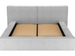 Bed Met Opbergruimte 180 X 200 Cm - Ribfluweel - Lichtgrijs + Matras - Timano