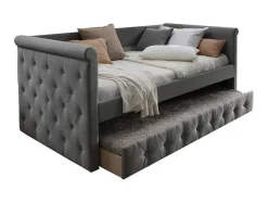 Bed Met Slaaplade Louise - 2 X 90 X 190 Cm - Grijze Stof