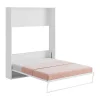 Bedkast 160 X 200 Cm Verticaal Manueel Te Openen Wit Met Matras Malina Ii