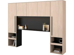 Bedkast Met Opbergruimte - Met Ledverlichting - L265 Cm - Kleur: Naturel En Zwart - Velona