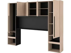 Bedkast Met Opbergruimte - Met Ledverlichting - L265 Cm - Kleur: Naturel En Zwart - Velona