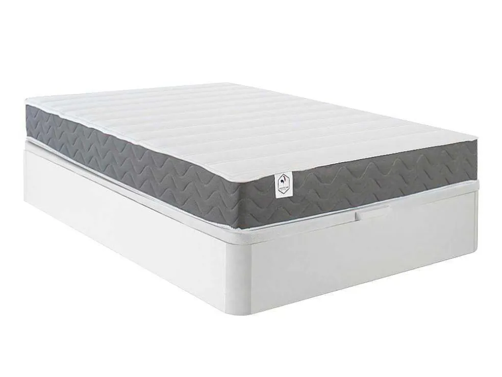 Bedset 160 X 200 Cm - Witte Bedbodem Met Opbergruimte + Matras In Schuim Met Hoge Dichtheid - Heaven Van Dreamea Play