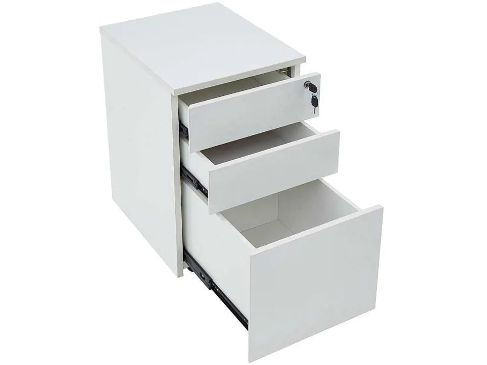 Behuizing Van Een Professioneel Mobiel Bureau - 3 Lades - Met Slot - Wit - Downtown