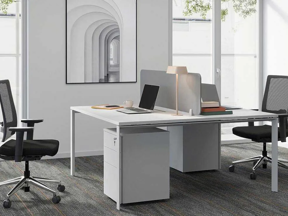 Behuizing Van Een Professioneel Mobiel Bureau - 3 Lades - Met Slot - Wit - Downtown