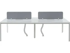 Benchbureau Voor 4 Personen - Wit - L140 Cm - Met Afscheidingen - Downtown