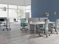 Benchbureau Voor 4 Personen - Wit - L120 Cm - Met Afscheidingen - Downtown