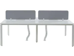 Benchbureau Voor 4 Personen - Wit - L120 Cm - Met Afscheidingen - Downtown