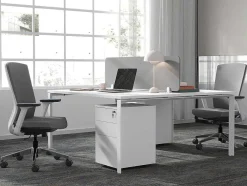 Benchbureau Voor 2 Personen - Wit - L140 Cm - Met Afscheiding - Downtown