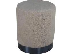Benji Poef, Hocker O35Cm Teddystof Beige, Zwart.