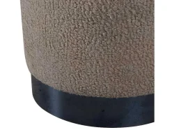 Benji Poef, Hocker O35Cm Teddystof Beige, Zwart.