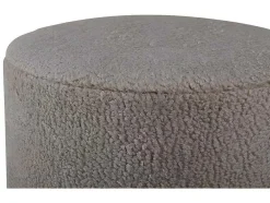 Benji Poef, Hocker O35Cm Teddystof Beige, Zwart.