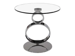 Bijzettafel Joline - Transparant Gehard Glas En Stalen Voet
