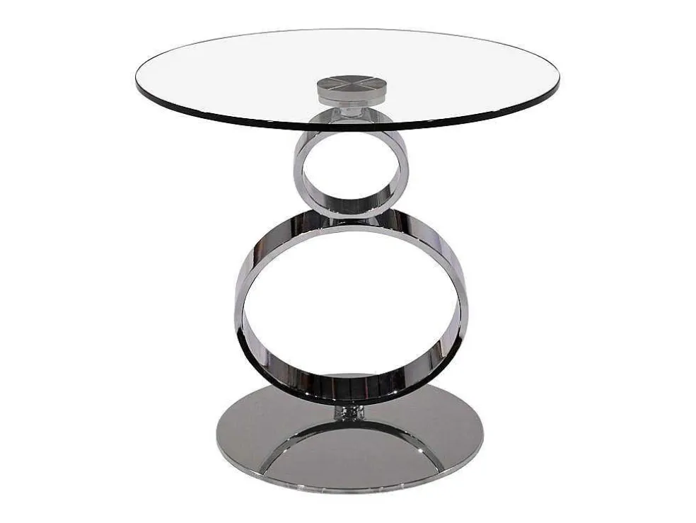 Bijzettafel Joline - Transparant Gehard Glas En Stalen Voet