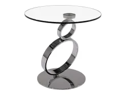 Bijzettafel Joline - Transparant Gehard Glas En Stalen Voet
