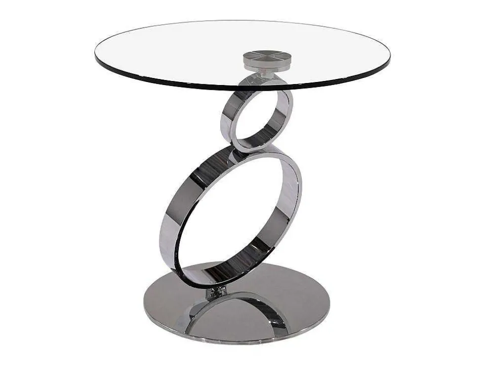 Bijzettafel Joline - Transparant Gehard Glas En Stalen Voet