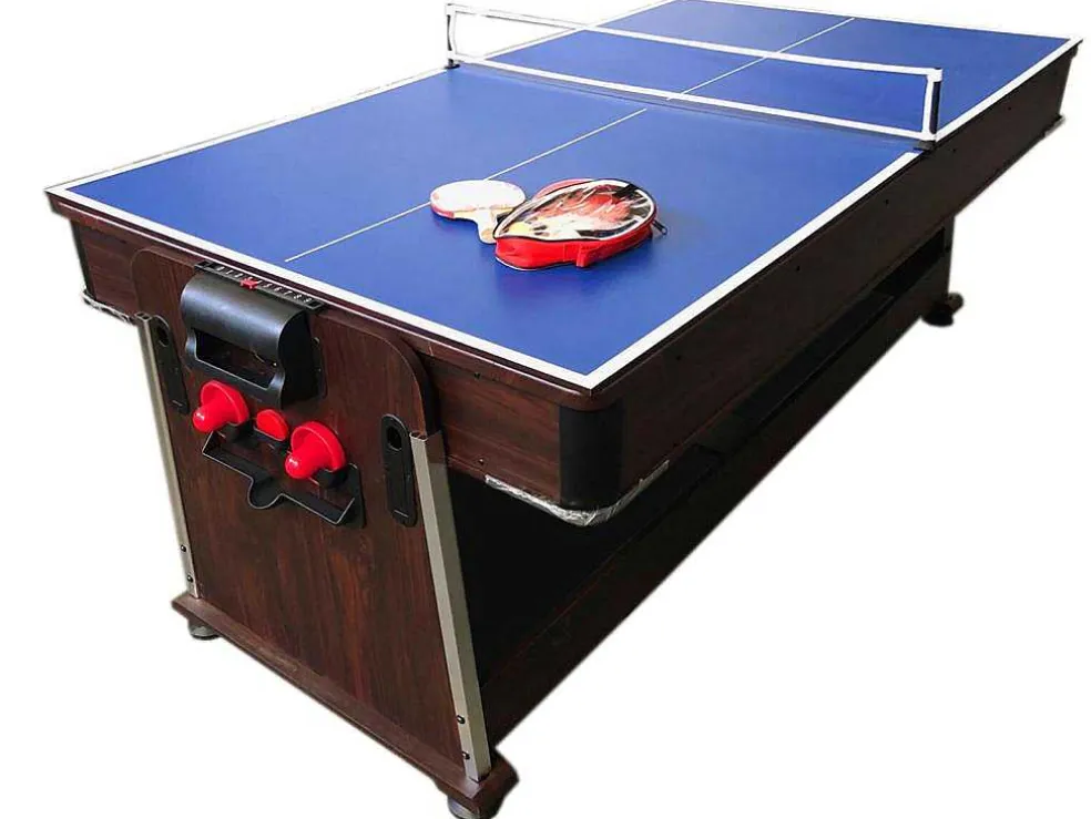 Biljarttafel 7 Voet Multi-Game Blauw Air Hockey + Tennistafel Stark