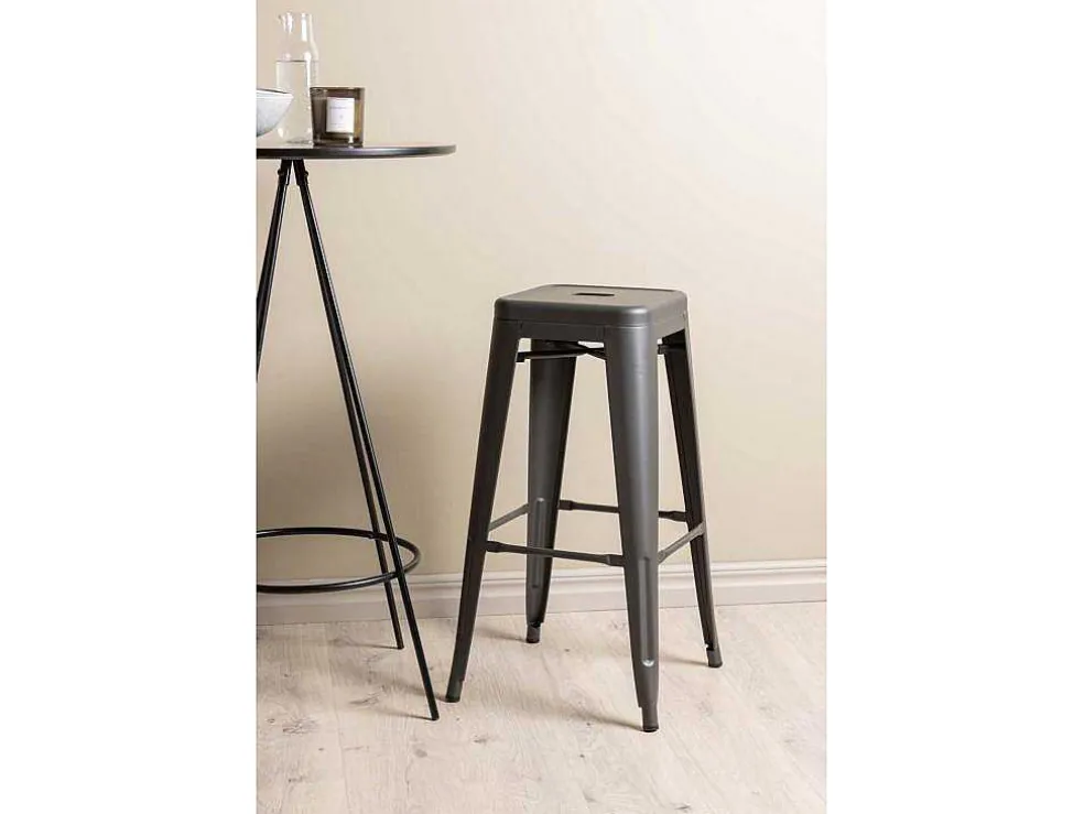 Bistro Barmeubelset Bartafel Zwart En 2 Tempe Barstoelen Dunkergrijs.