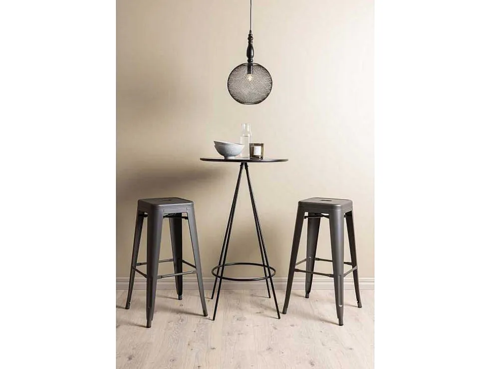 Bistro Barmeubelset Bartafel Zwart En 2 Tempe Barstoelen Dunkergrijs.