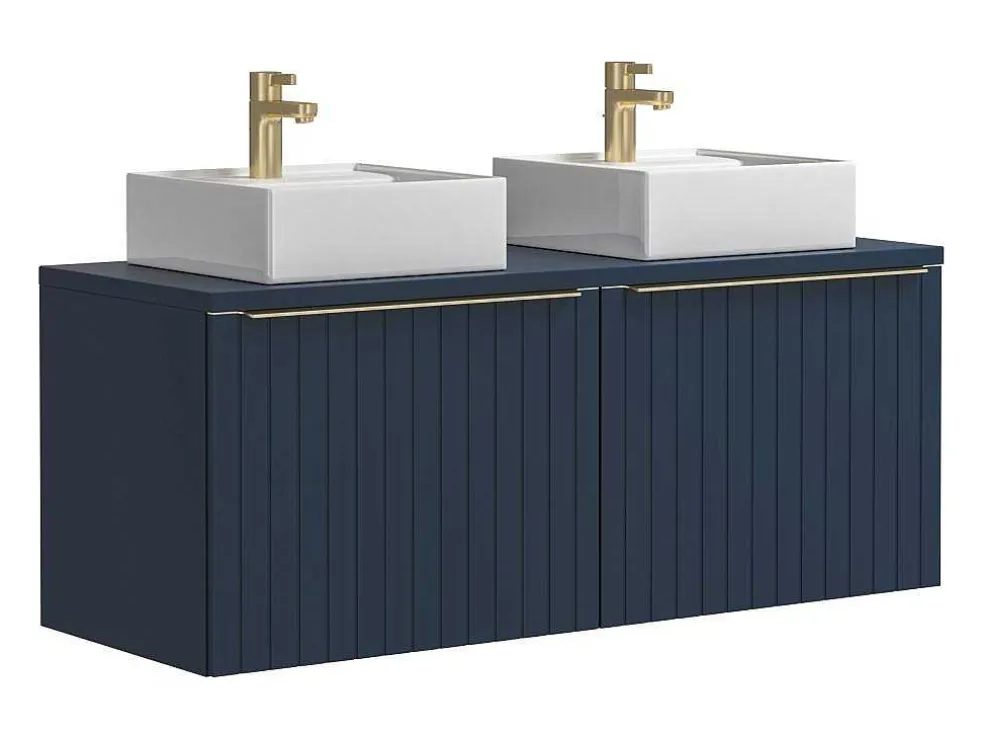 Blauw Hangend Badkamermeubel Met Dubbele Wastafel - 120 Cm - Josepha