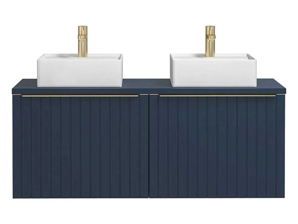 Blauw Hangend Badkamermeubel Met Dubbele Wastafel - 120 Cm - Josepha