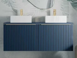 Blauw Hangend Badkamermeubel Met Dubbele Wastafel - 120 Cm - Josepha