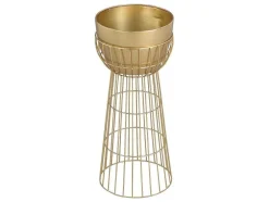 Bloembak Met Draadstructuur Van Metaal - D30 X H71 Cm - Goudkleurig - Cemoro