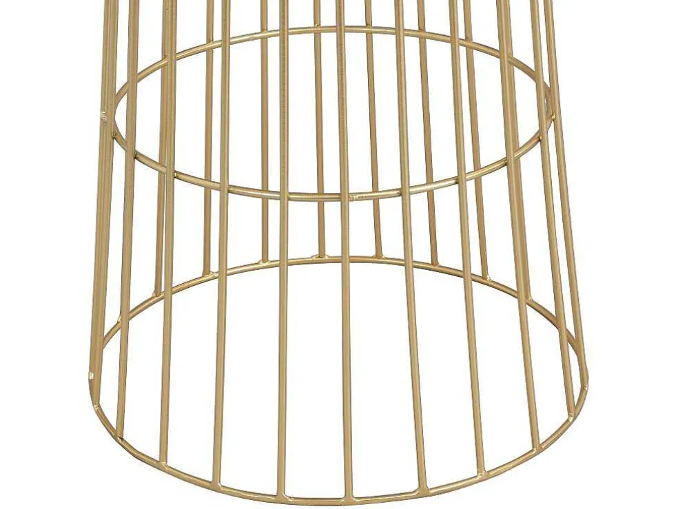 Bloembak Met Draadstructuur Van Metaal - D30 X H71 Cm - Goudkleurig - Cemoro