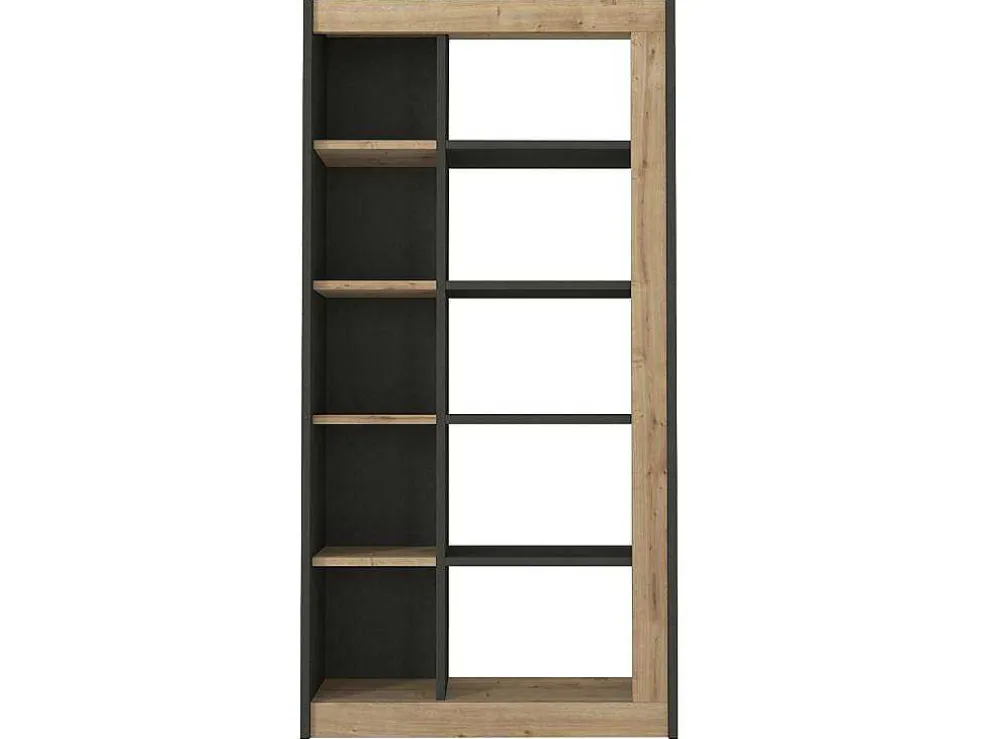 Boekenkast Met 10 Nissen - Naturel En Antraciet - Silomai