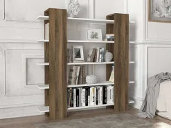 Boekenkast Met 5 Planken - Naturel En Wit - Zoryn