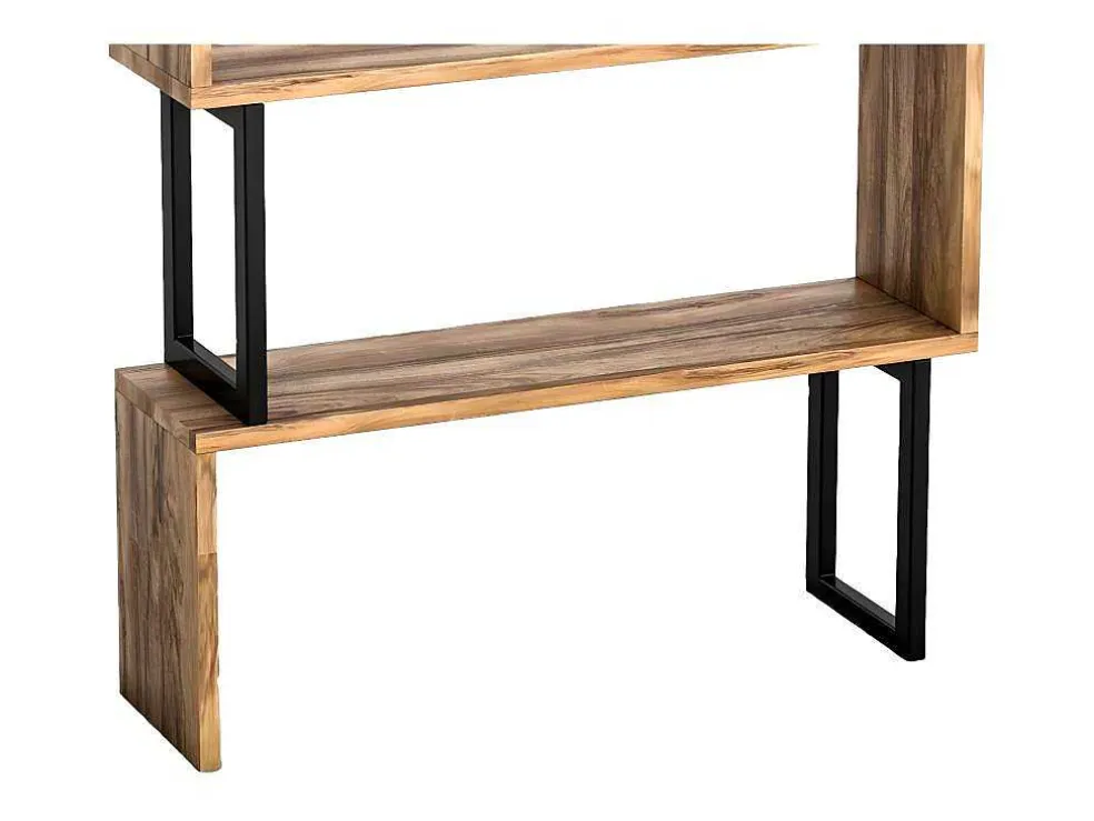 Boekenkast Met 3 Planken Van Metaal - Licht Naturel En Zwart - Roveni