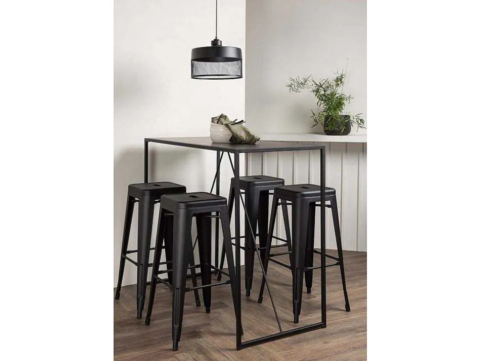 Brea Barmeubelset Bartafel Zwart En 4 Tempe Barstoelen Zwart.