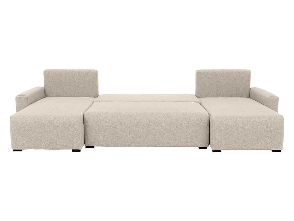 Brede Hoekslaapbank Van Beige Stof Ladazia