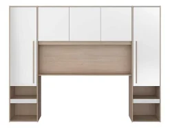 Brugkast Met Opbergruimte - Met Ledverlichting - L265 Cm - Kleuren: Glanzend Wit En Houtlook - Velona